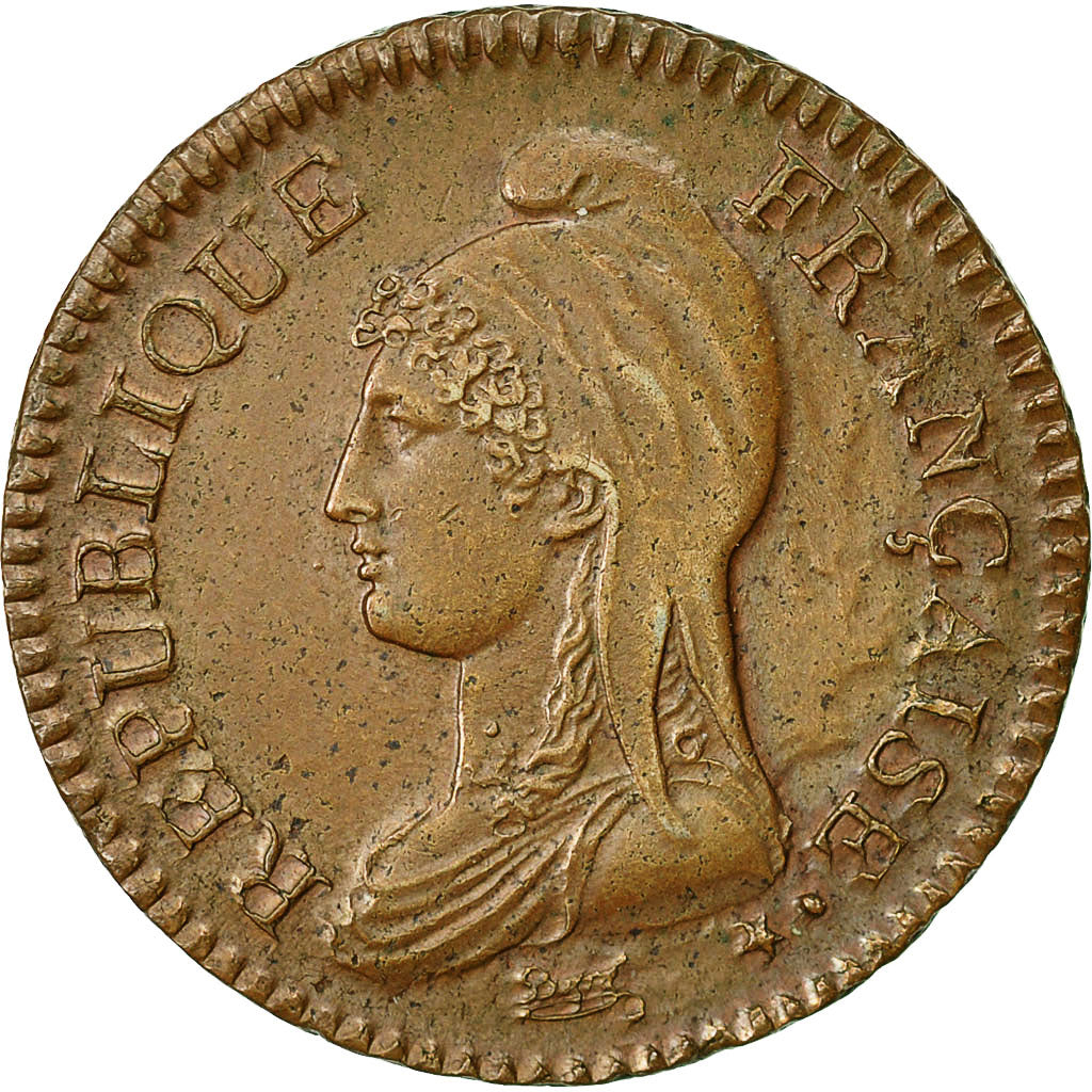 Coin, France, Dupré, Decime, 1798, Paris, AU(55-58), Bronze, KM:644.1
