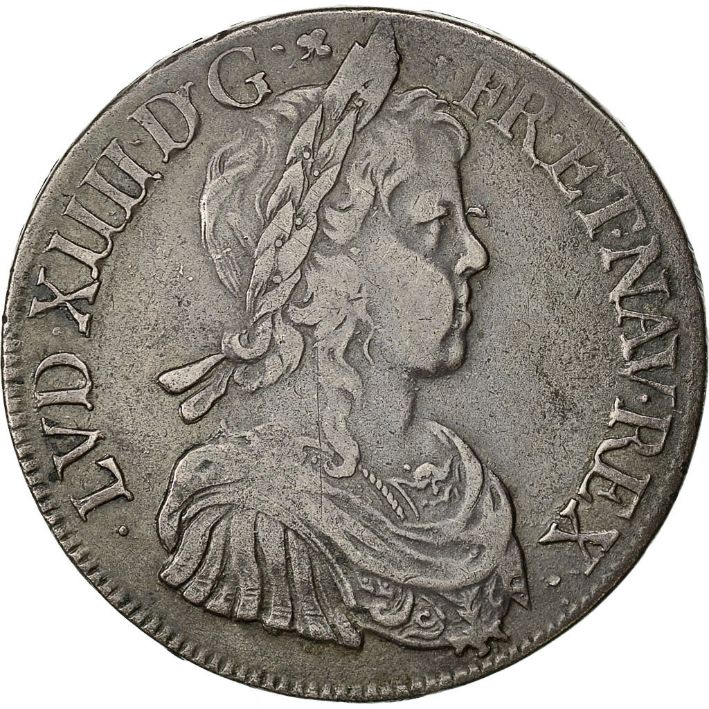 Munten, Frankrijk, Louis XIV, Écu à la mèche longue, Ecu, 1647, Montpellier