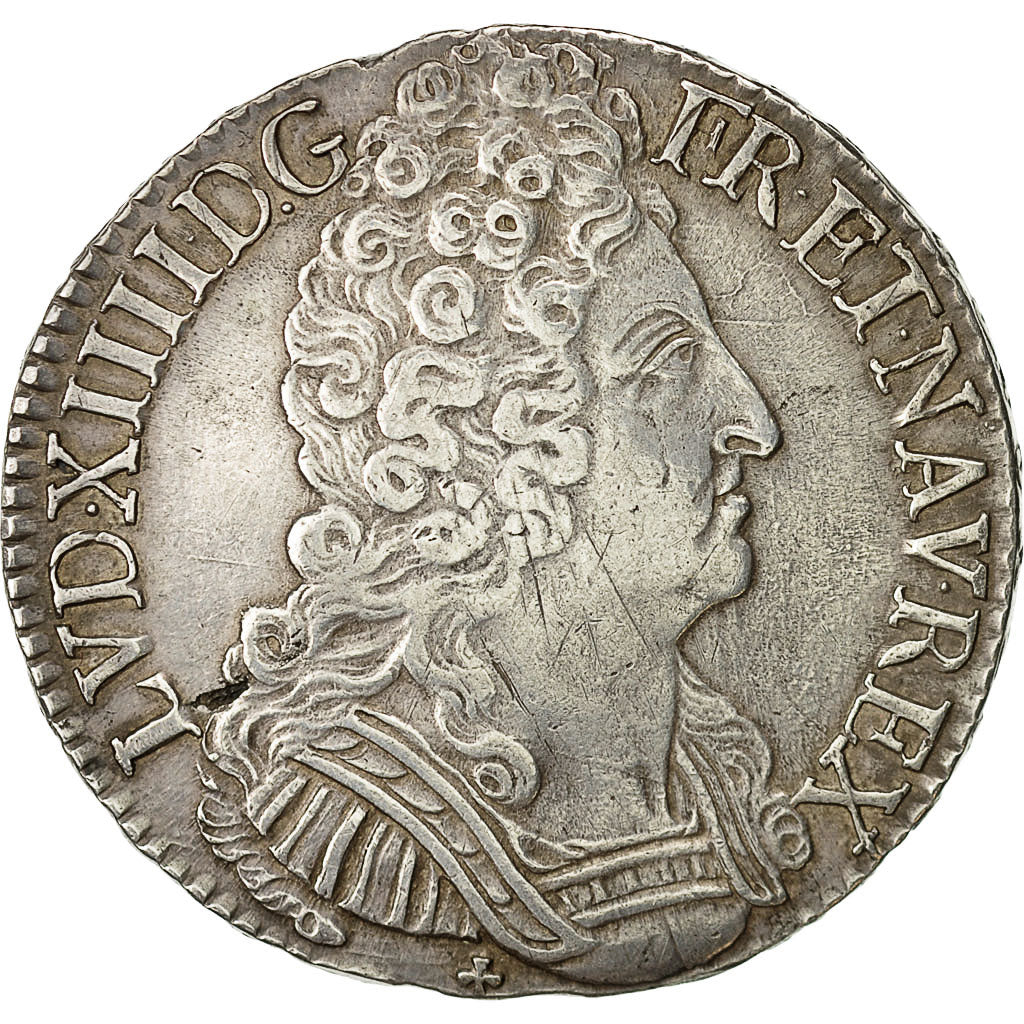 coin, France, Louis XIV, Écu aux 3 couronnes,1710, Riom, EF(40-45),KM 386.13