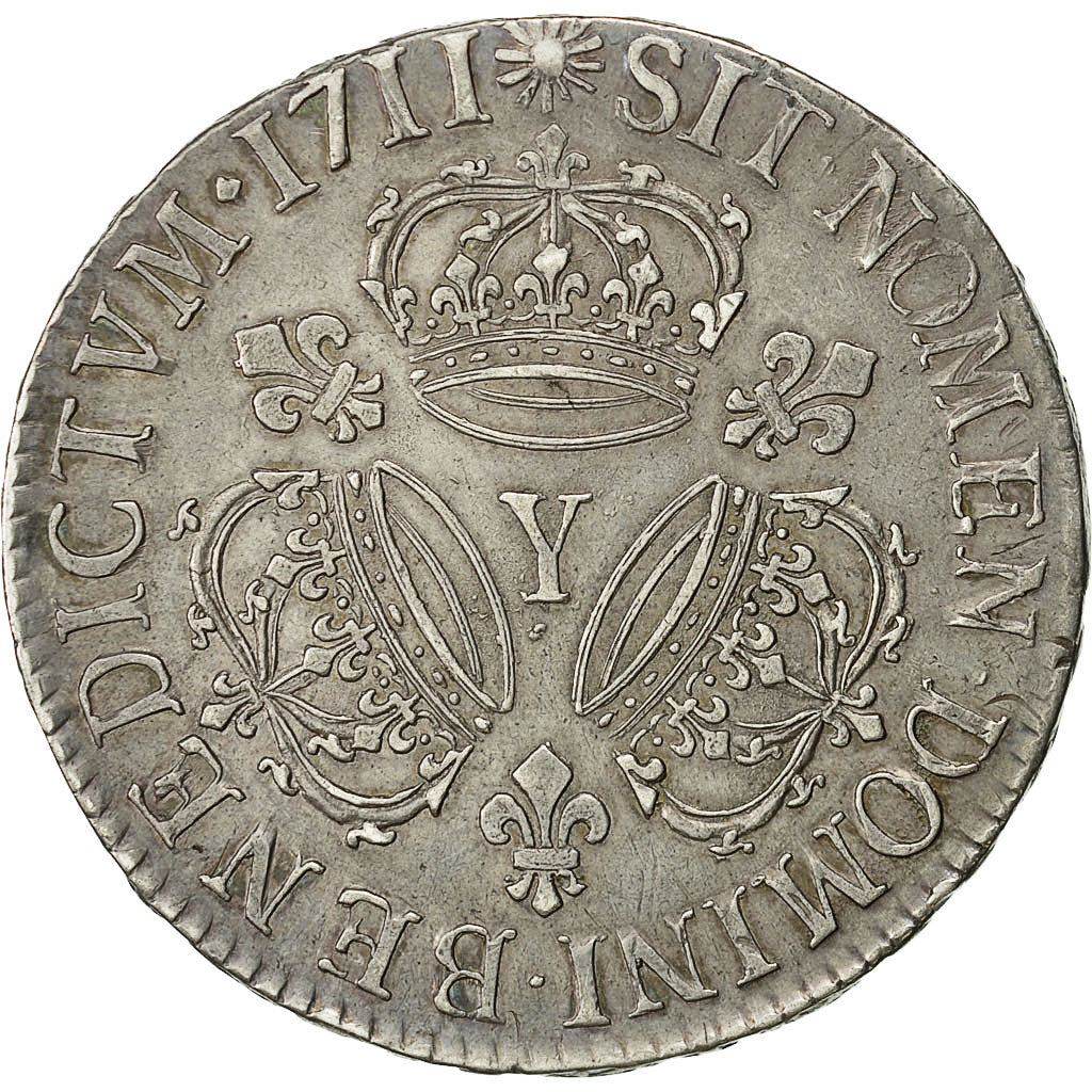 moneta, Francia, Louis XIV, Écu aux 3 couronnes,1711, Bourges, BB,KM 386.21