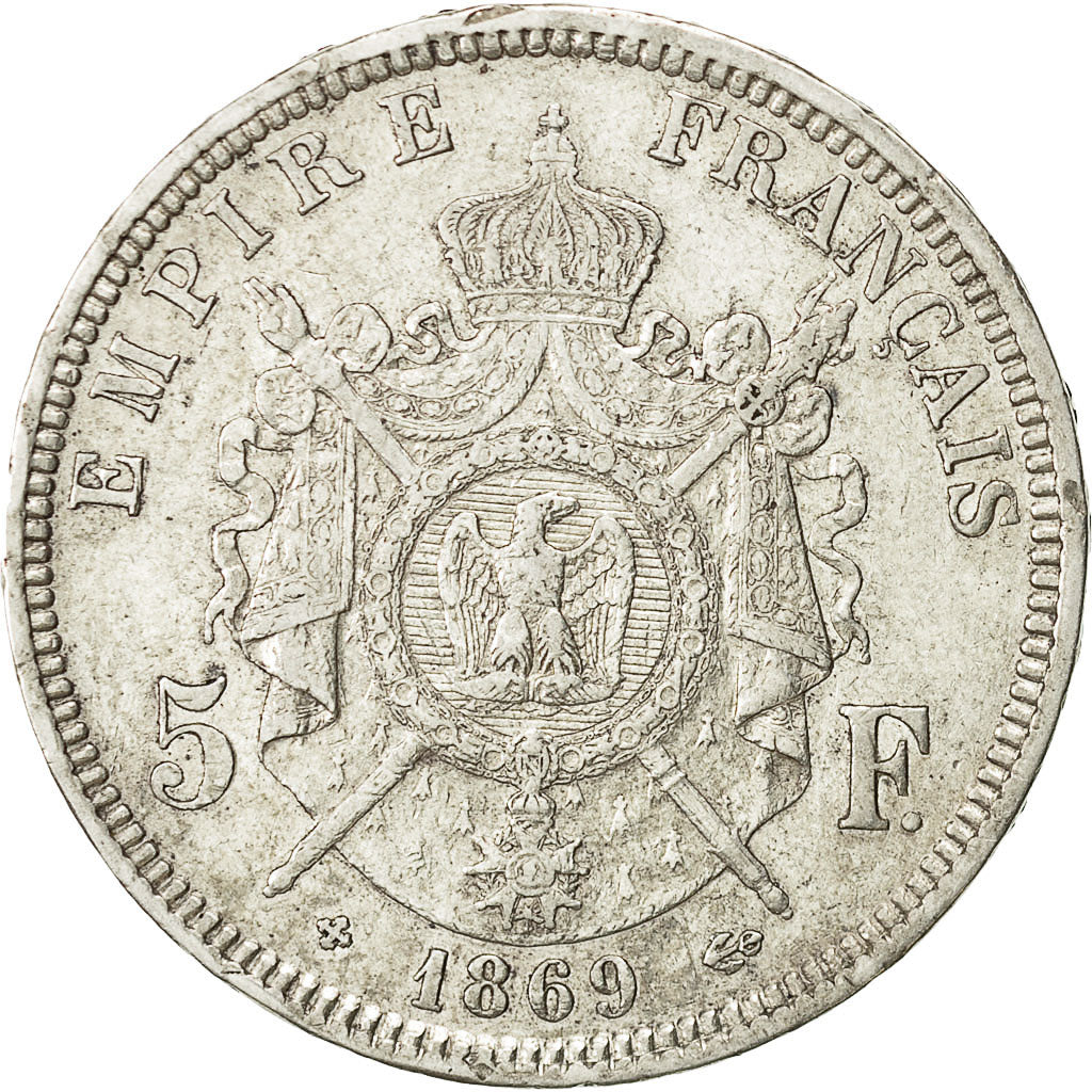 Coin, France, Napoléon III, 5 Francs, 1869, Strasbourg, EF(40-45), Silver