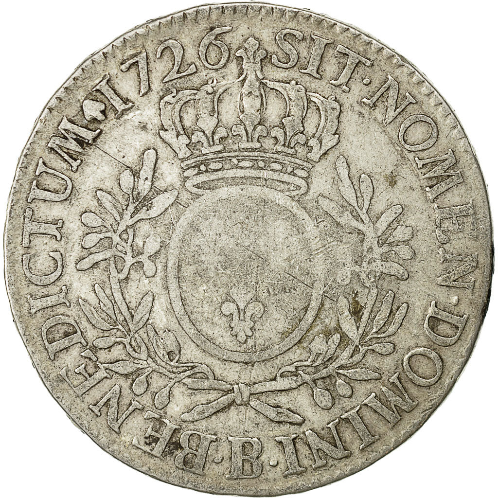 Coin, France, Louis XV, Écu aux branches d'olivier, Ecu, 1726, Rouen