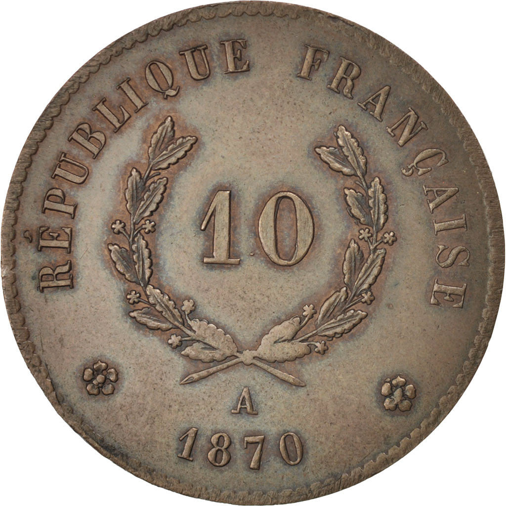 Coin, France, 10 Centimes, 1870, Paris, AU(55-58), Bronze, Gadoury:260