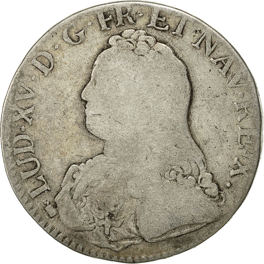 Coin, France, Louis XV, Écu aux branches d'olivier, Ecu, 1727, Besan, F(12-15)