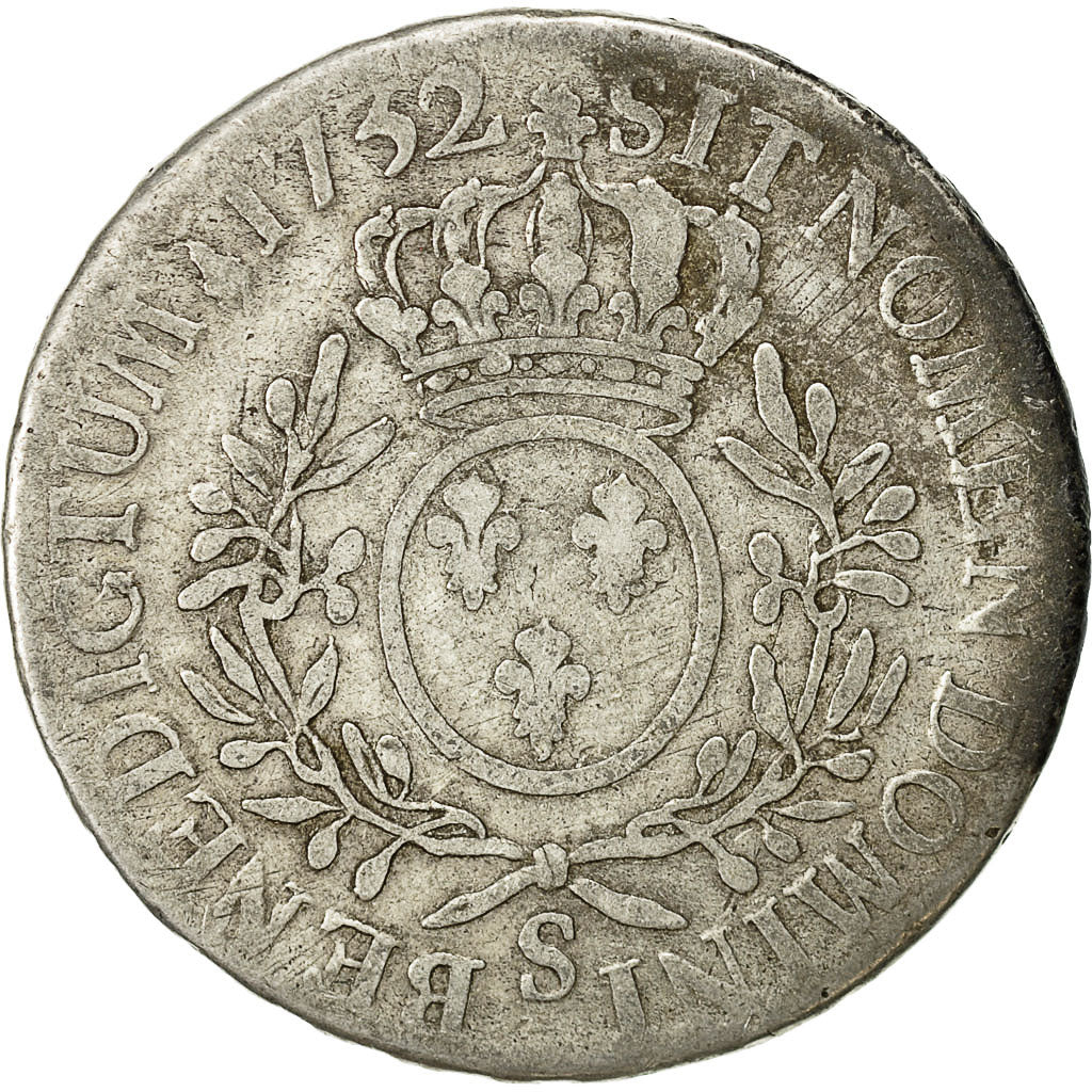 Coin, France, Louis XV, Écu aux branches d'olivier, Ecu, 1732, Reims, F(12-15)