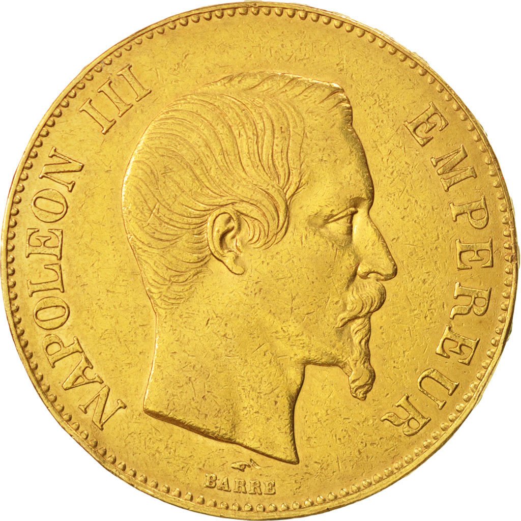 FRANCE, Napoléon III, 100 Francs, 1858, Paris, KM #786.1, EF(40-45), Gold, G...