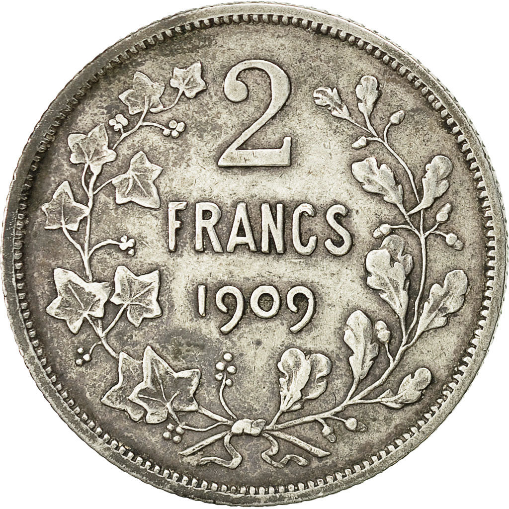 Coin, Belgium, 2 Francs, 2 Frank, 1909, VF(30-35), Silver, KM:58.1