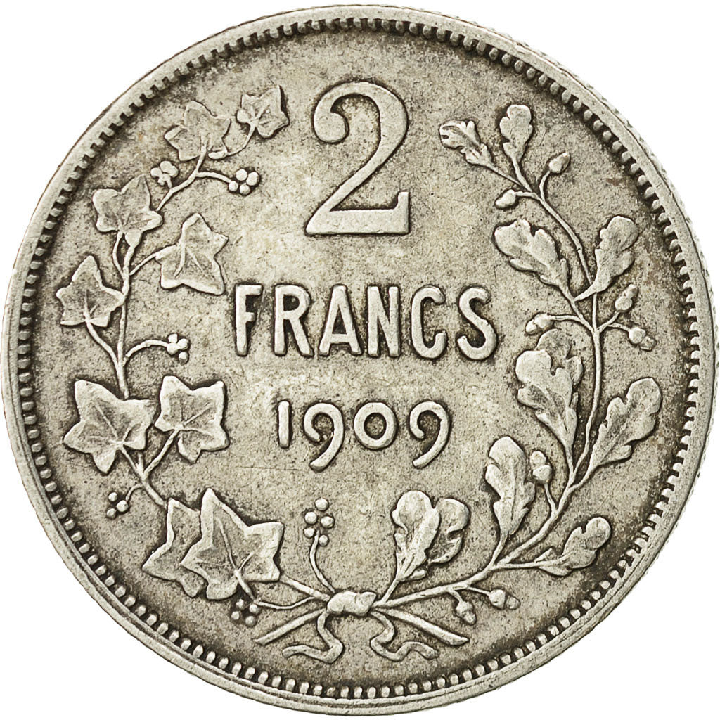 Coin, Belgium, 2 Francs, 2 Frank, 1909, VF(30-35), Silver, KM:58.1