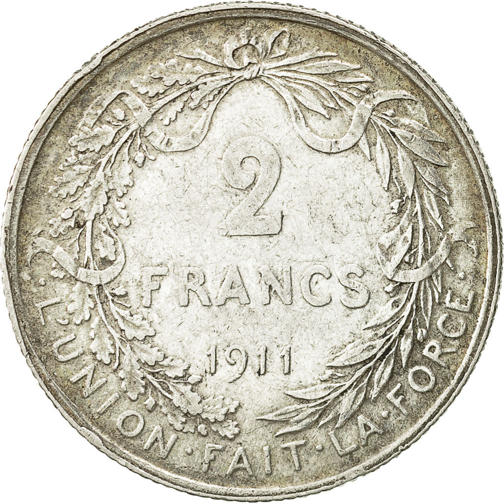 Coin, Belgium, 2 Francs, 2 Frank, 1911, VF(30-35), Silver, KM:74