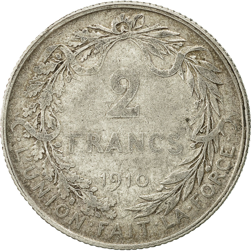 Coin, Belgium, 2 Francs, 2 Frank, 1910, VF(30-35), Silver, KM:74
