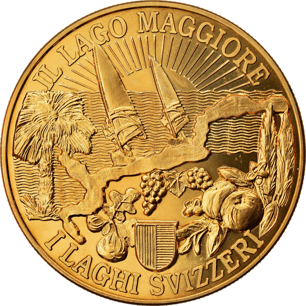 Suiza, medalla, Il Lago Maggiore, I Laghi Svizzeri, SC+, Cobre - níquel dorado