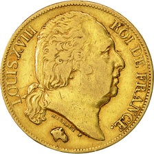 Moneta, Francia, Louis XVIII, Louis XVIII, 20 Francs, 1824, Paris, BB, Oro