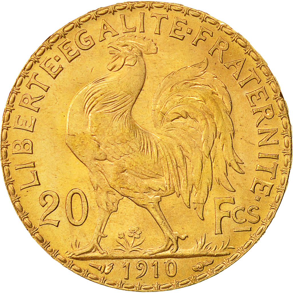 Coin, France, Marianne, 20 Francs, 1910, MS(60-62), Gold, KM:857, Gadoury:1064a