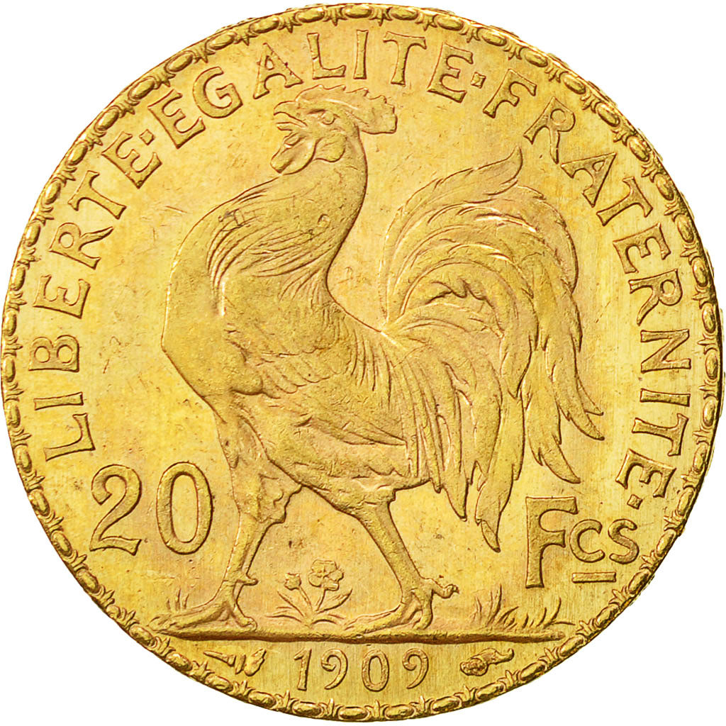 Munten, Frankrijk, Marianne, 20 Francs, 1909, PR+, Goud, KM:857, Gadoury:1064a