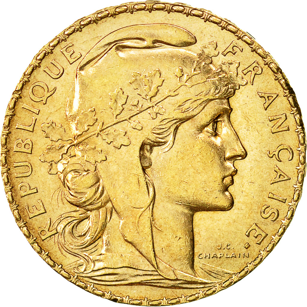 Coin, France, Marianne, 20 Francs, 1907, MS(60-62), Gold, KM:857, Gadoury:1064a