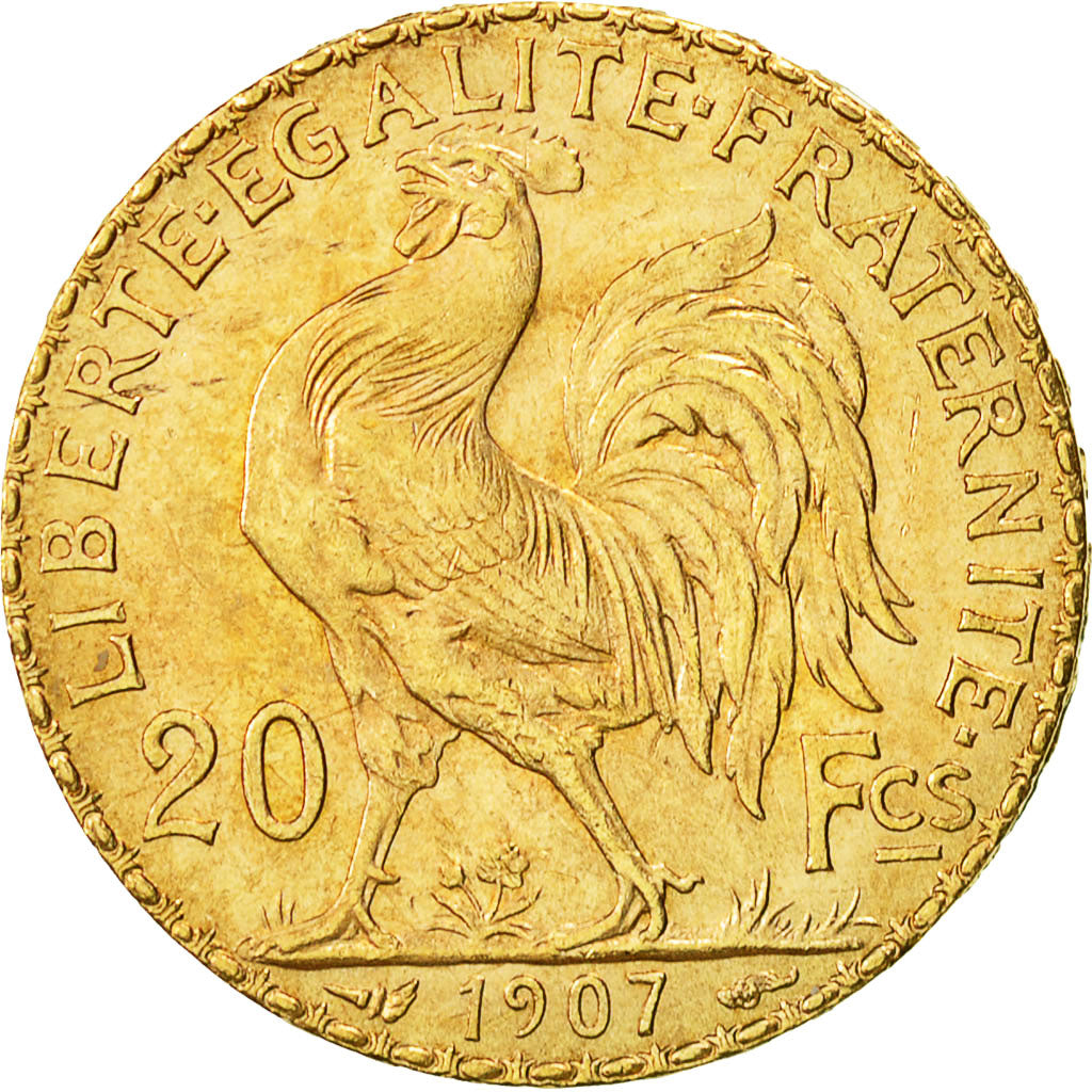 Coin, France, Marianne, 20 Francs, 1907, MS(60-62), Gold, KM:857, Gadoury:1064a