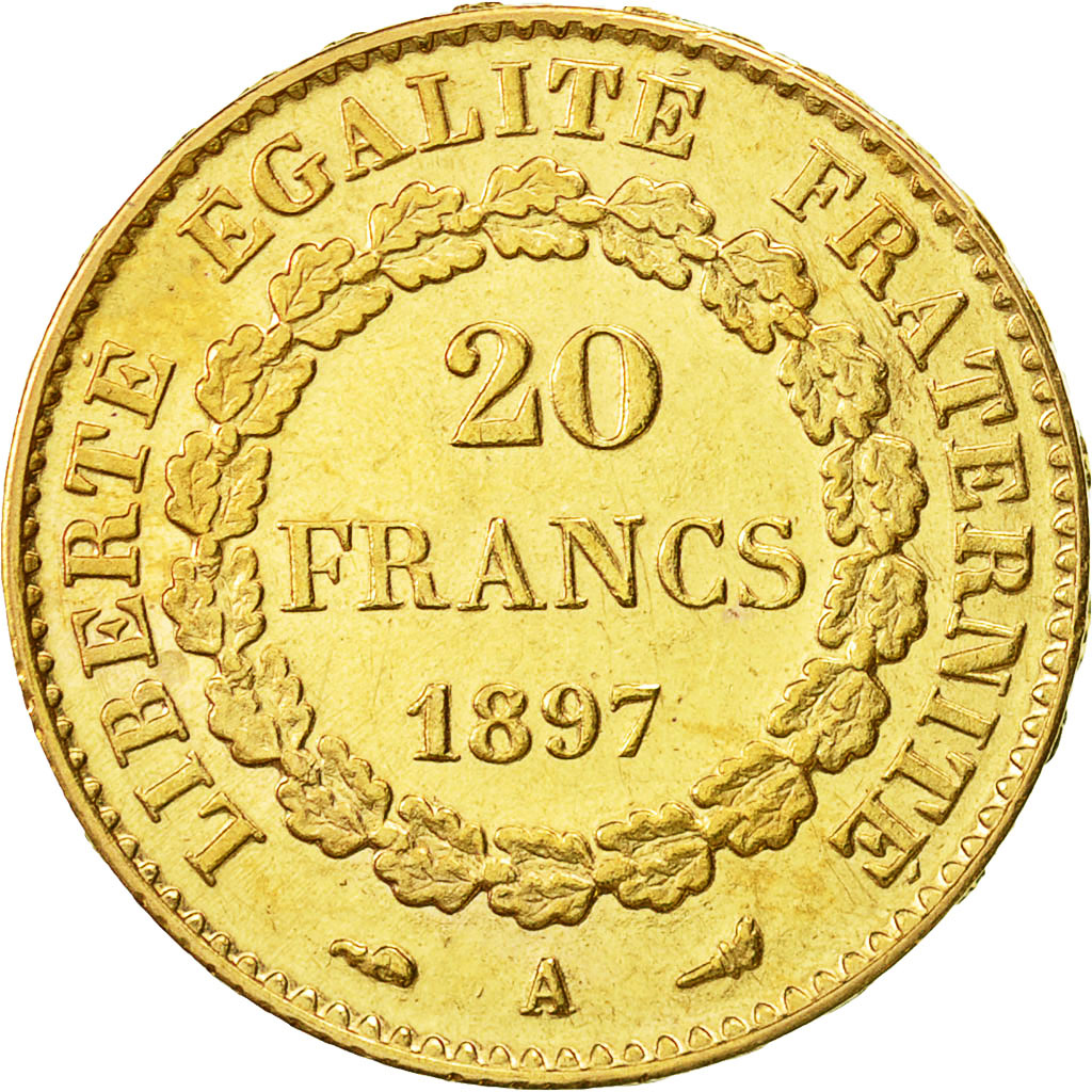 Coin, France, Génie, 20 Francs, 1897, Paris, AU(55-58), Gold, KM:825