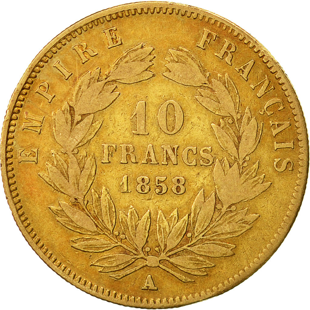 Monnaie, France, Napoleon III, Napoléon III, 10 Francs, 1858, Paris, TB+, Or
