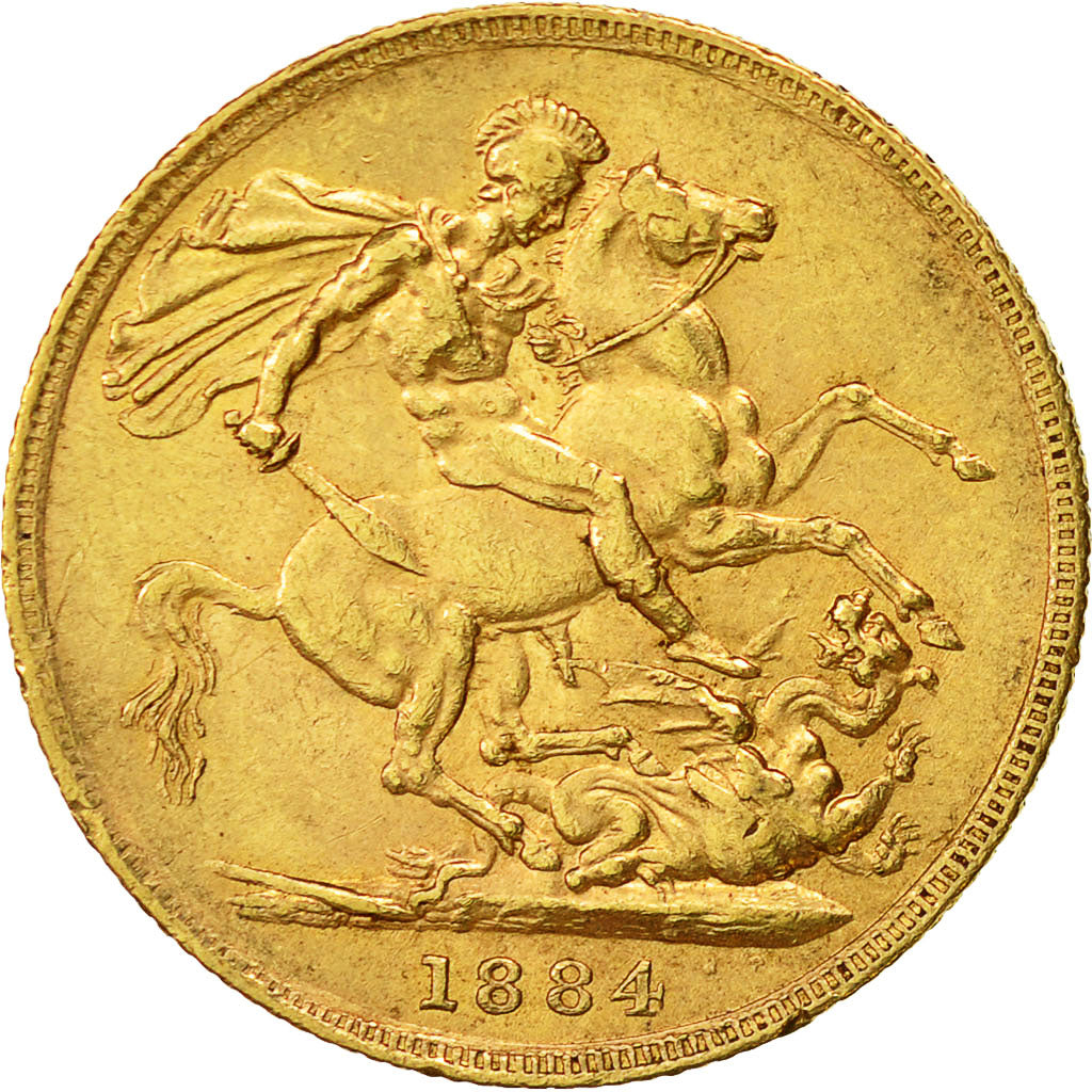 Monnaie, Grande-Bretagne, Victoria, Sovereign, 1884, TTB, Or, KM:752