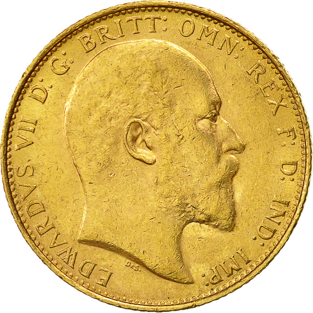 Coin, Australia, Edward VII, Sovereign, 1909, Melbourne, AU(55-58), Gold, KM:15