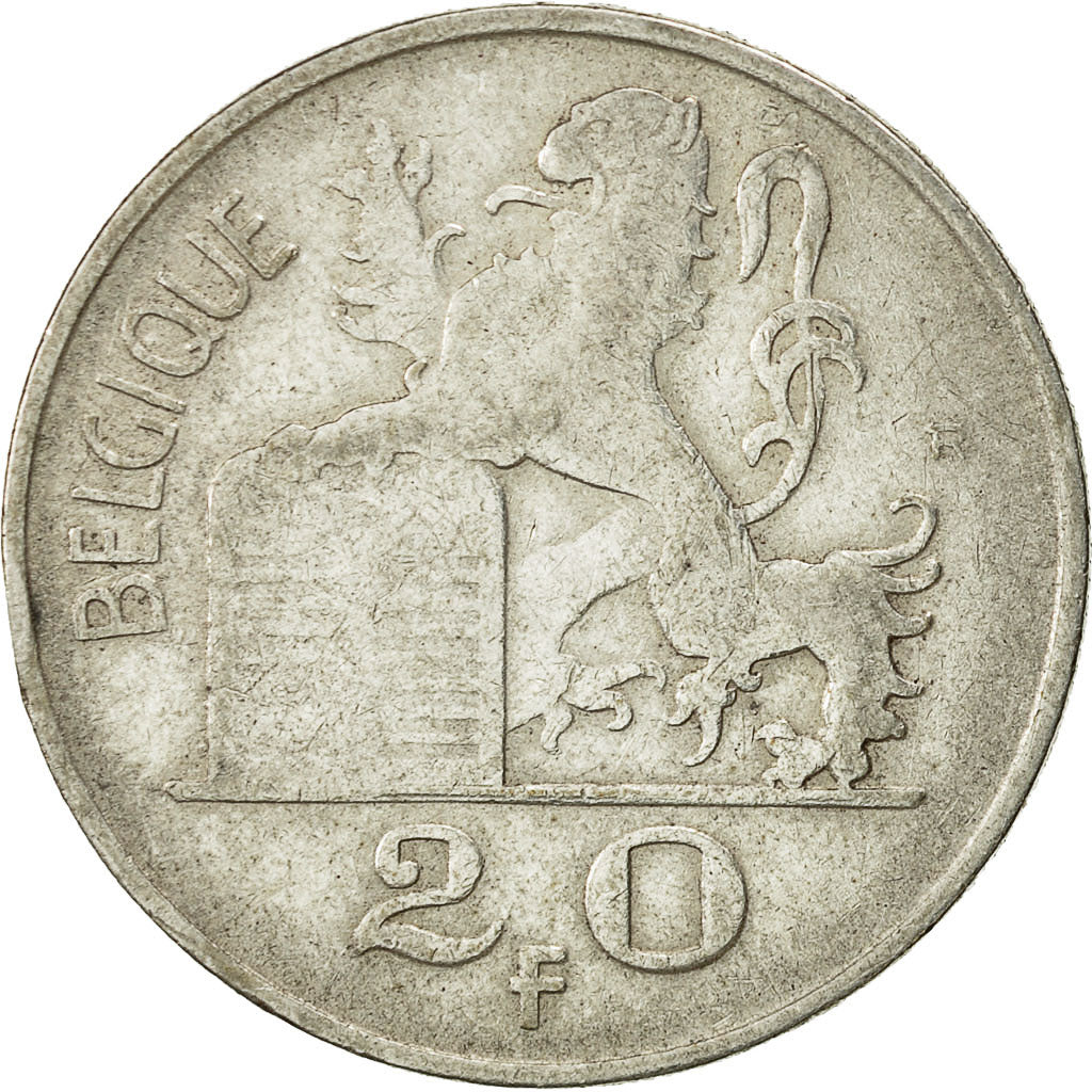 Moneda, Bélgica, 20 Francs, 20 Frank, 1950, BC+, Plata, KM:140.1