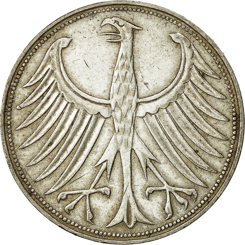 Coin, GERMANY - FEDERAL REPUBLIC, 5 Mark, 1963, Munich, EF(40-45), Silver
