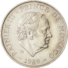 MONACO, 100 Francs, 1989, KM #164, AU(55-58), Silver, Gadoury #164, 15.03