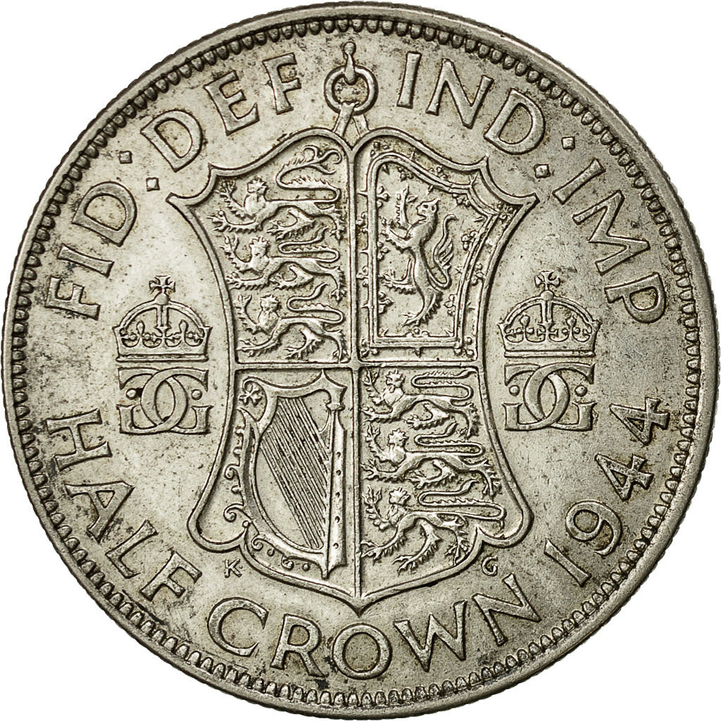 Coin, Great Britain, George VI, 1/2 Crown, 1944, AU(50-53), Silver, KM:856