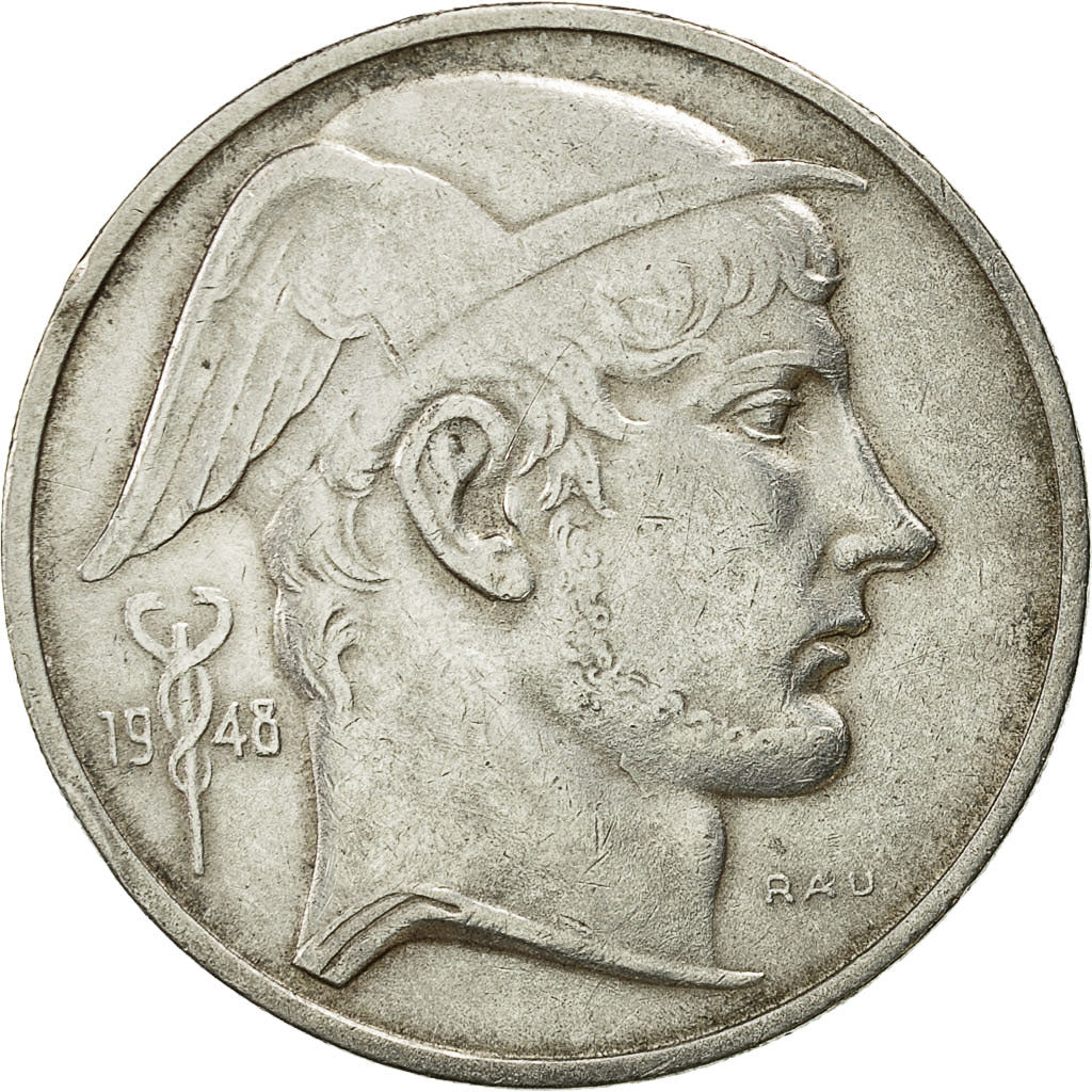 Coin, Belgium, 50 Francs, 50 Frank, 1948, EF(40-45), Silver, KM:137