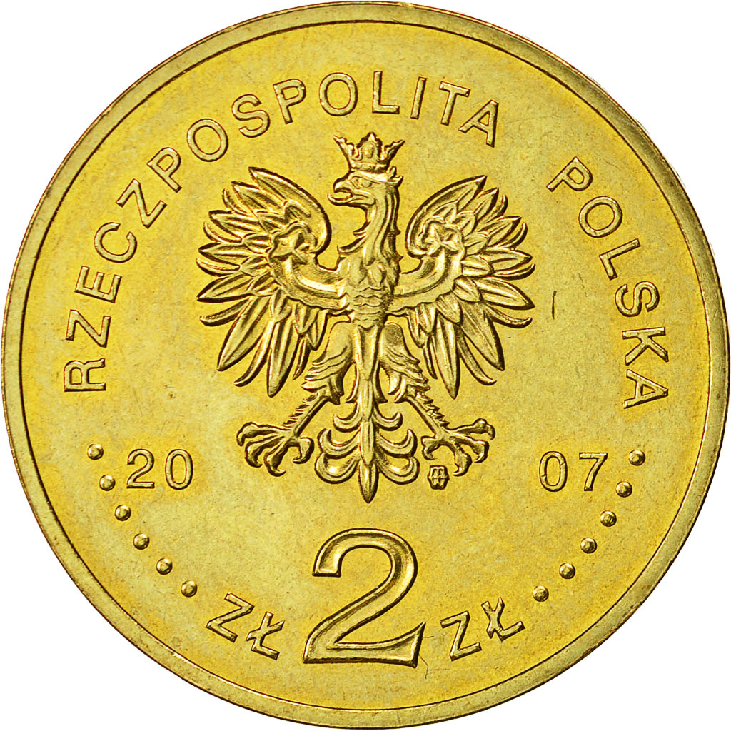 Coin, Poland, 2 Zlote, 2007, Warsaw, MS(60-62), Brass, KM:586
