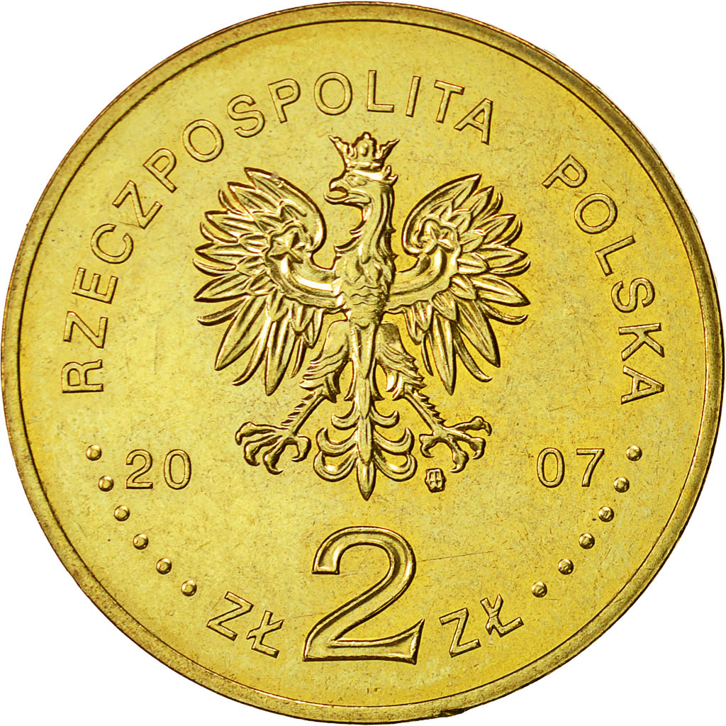 Coin, Poland, 2 Zlote, 2007, Warsaw, MS(60-62), Brass, KM:592