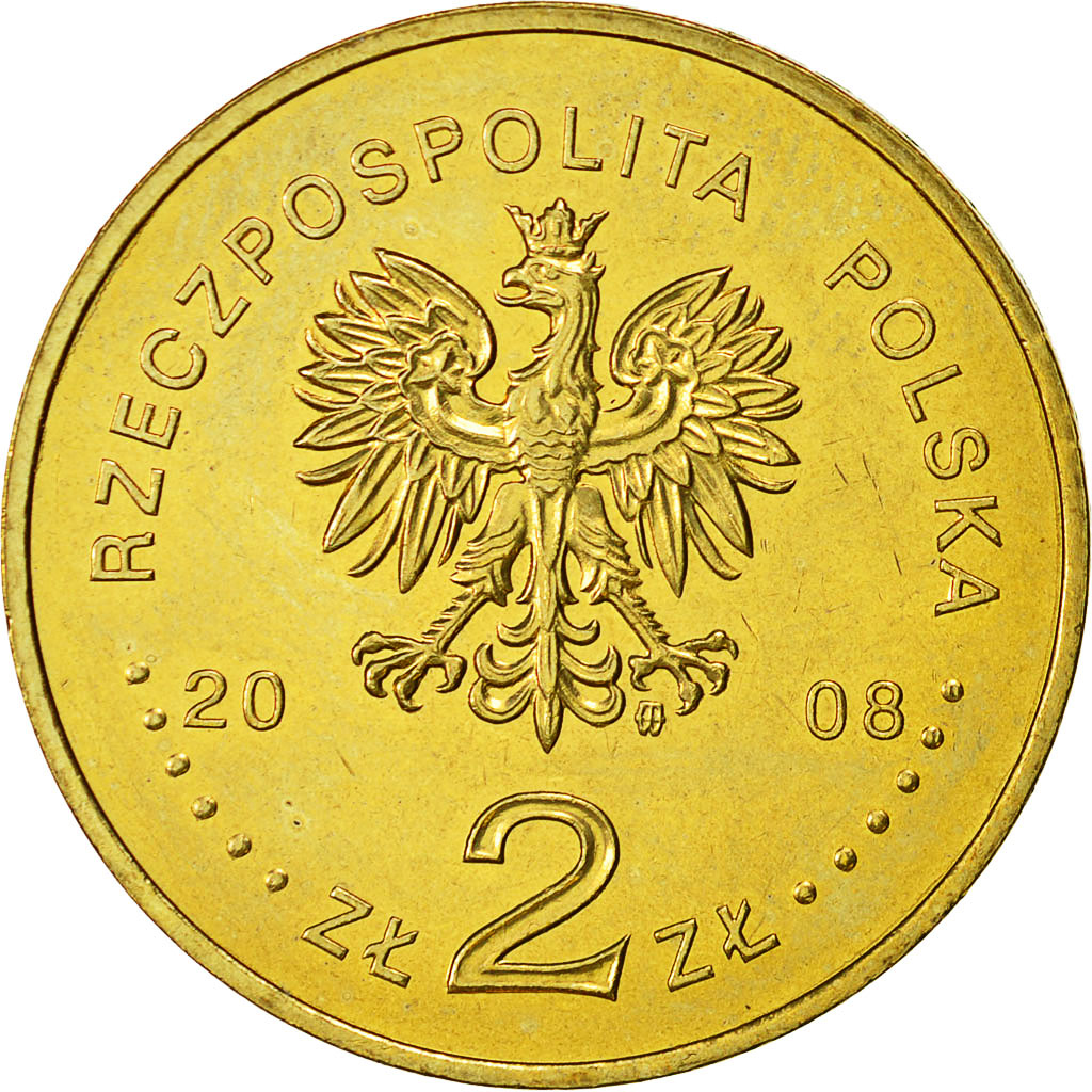 Coin, Poland, 2 Zlote, 2008, Warsaw, MS(60-62), Brass, KM:662