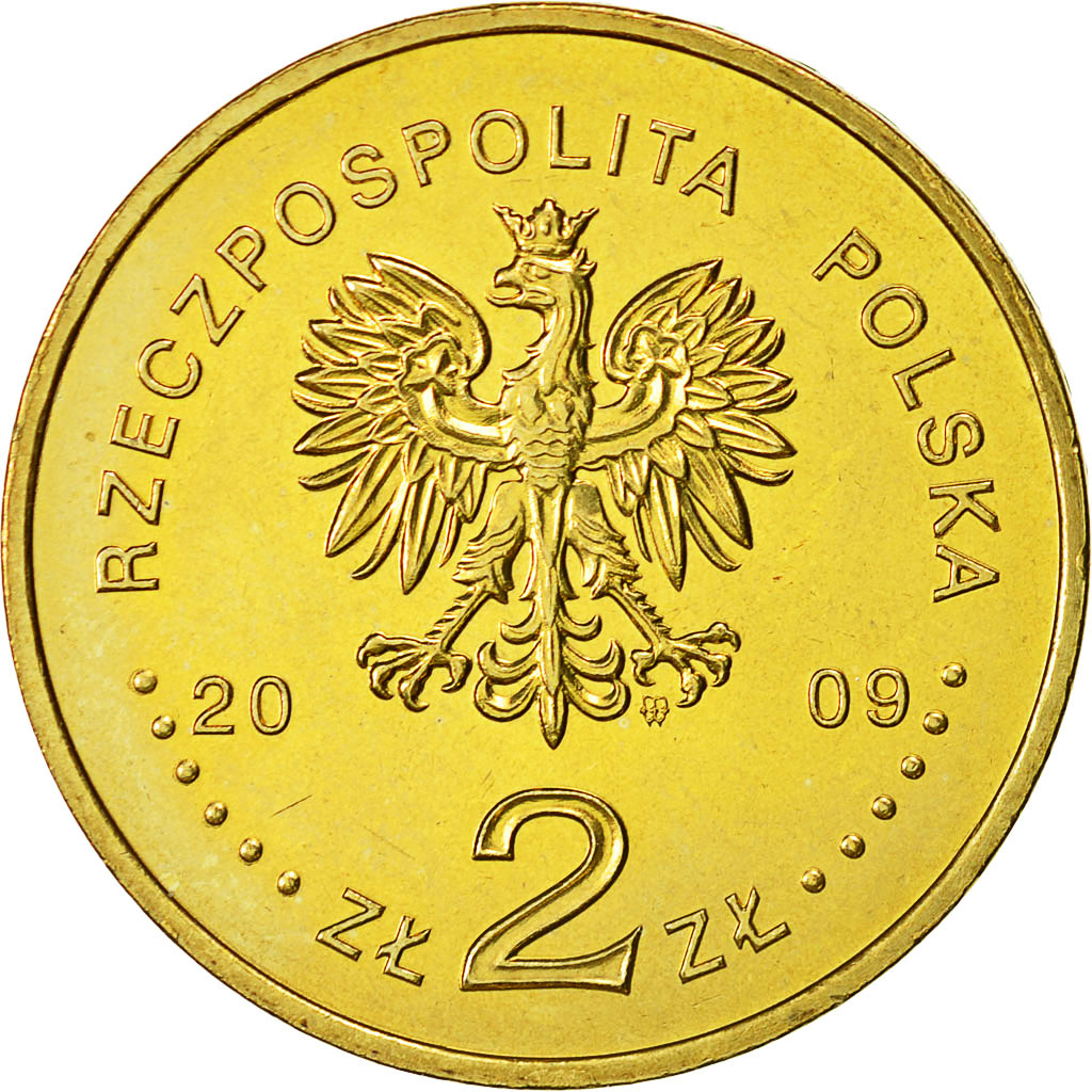 Coin, Poland, 2 Zlote, 2009, Warsaw, MS(60-62), Brass, KM:670