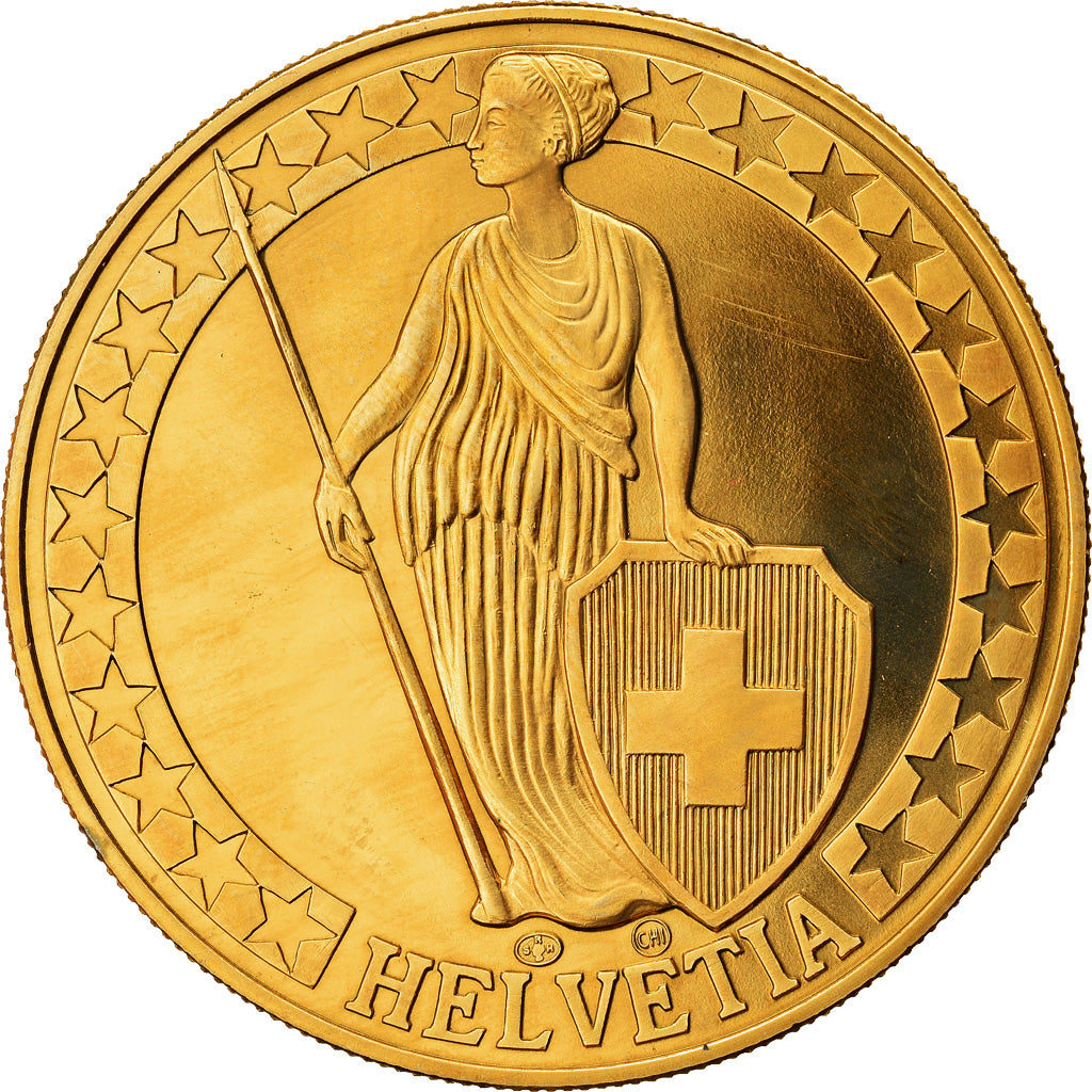 Switzerland, Medal, Le Lac de Neufchâtel, MS(64), Copper-Nickel Gilt