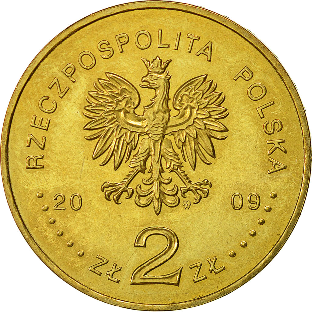 Coin, Poland, 2 Zlote, 2009, Warsaw, MS(60-62), Brass, KM:675