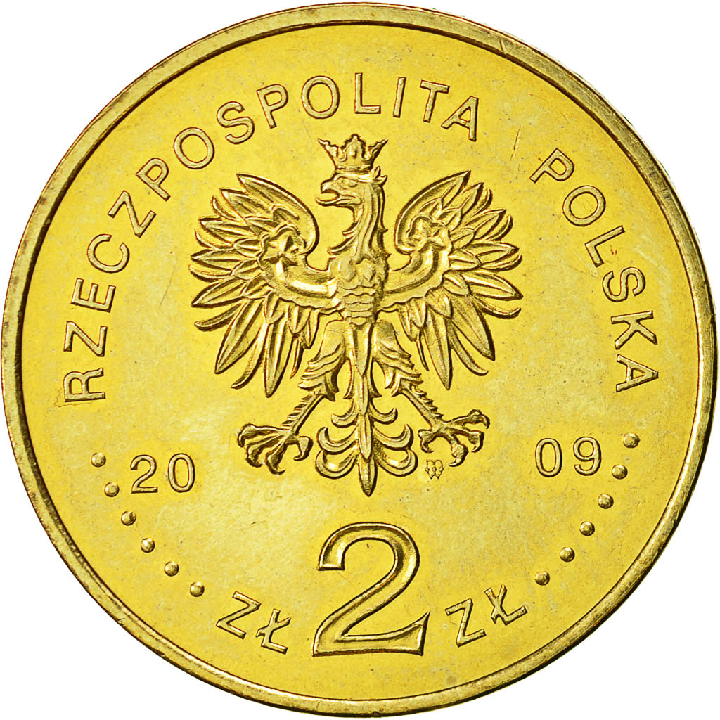 Coin, Poland, 2 Zlote, 2009, Warsaw, MS(60-62), Brass, KM:680