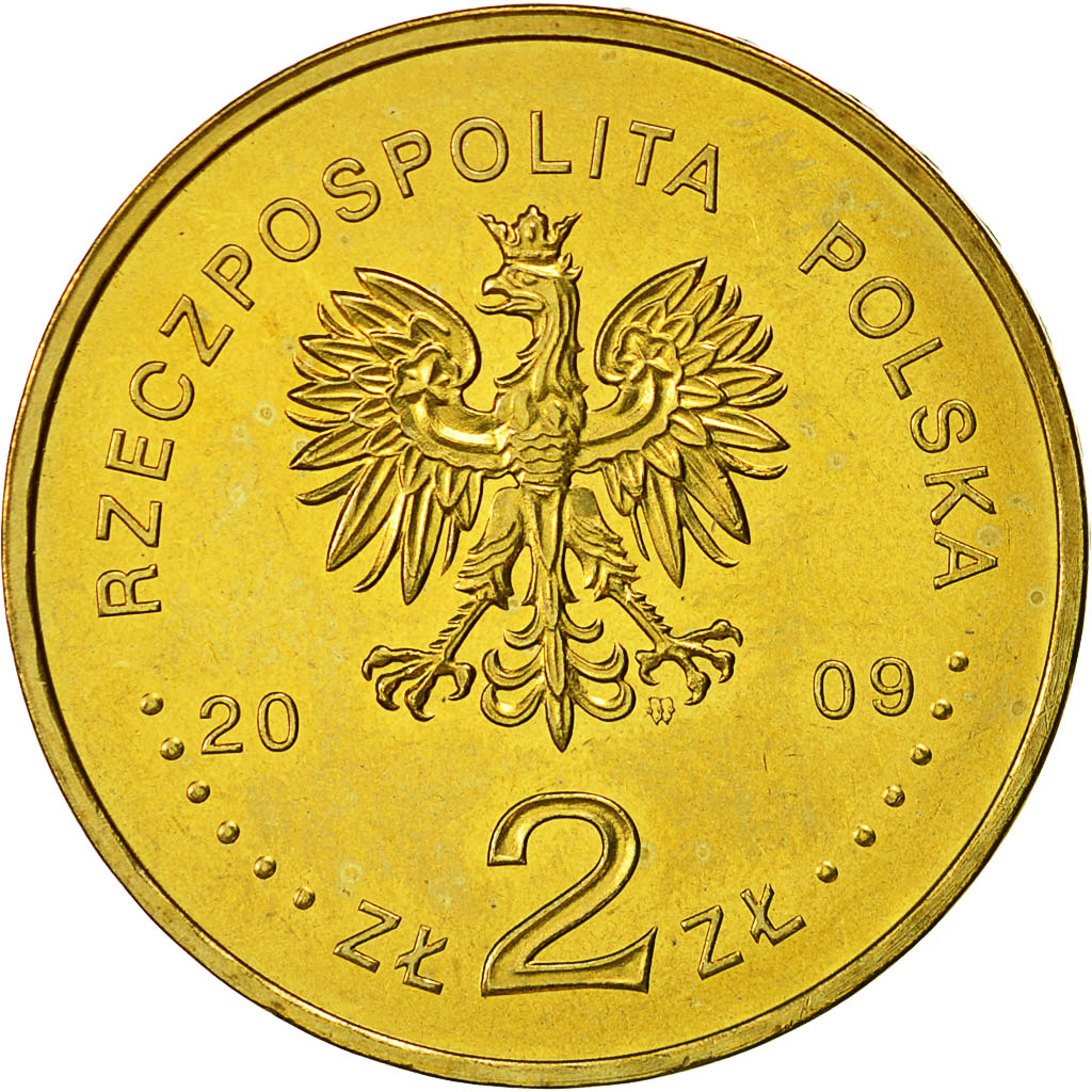 Coin, Poland, 2 Zlote, 2009, Warsaw, MS(60-62), Brass, KM:692
