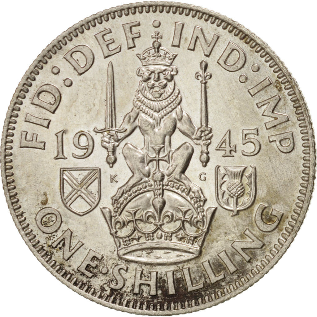 Münze, Großbritannien, George VI, Shilling, 1945, VZ, Silber, KM:854