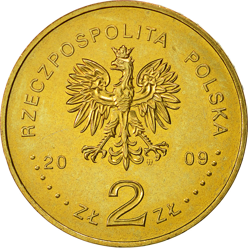 Coin, Poland, 2 Zlote, 2009, Warsaw, MS(60-62), Brass, KM:703