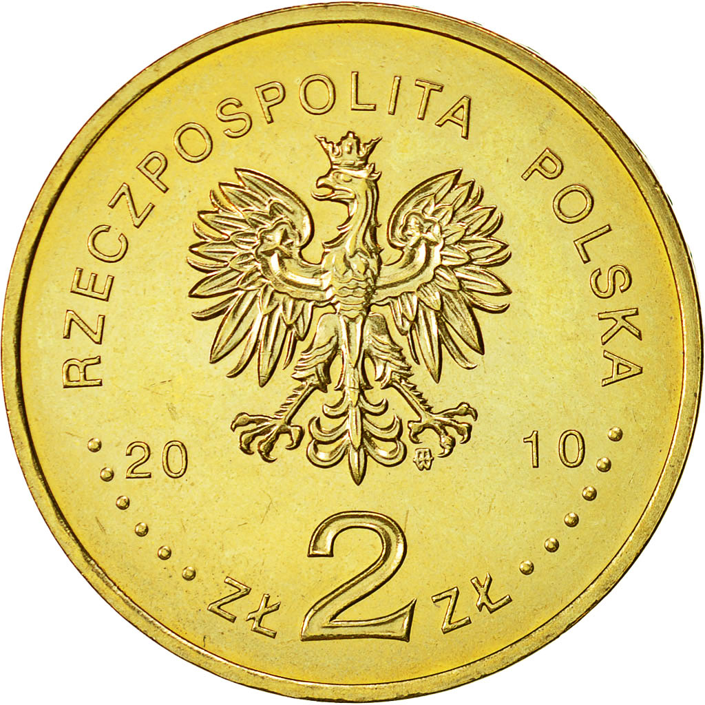 Coin, Poland, 2 Zlote, 2010, Warsaw, MS(60-62), Brass, KM:718