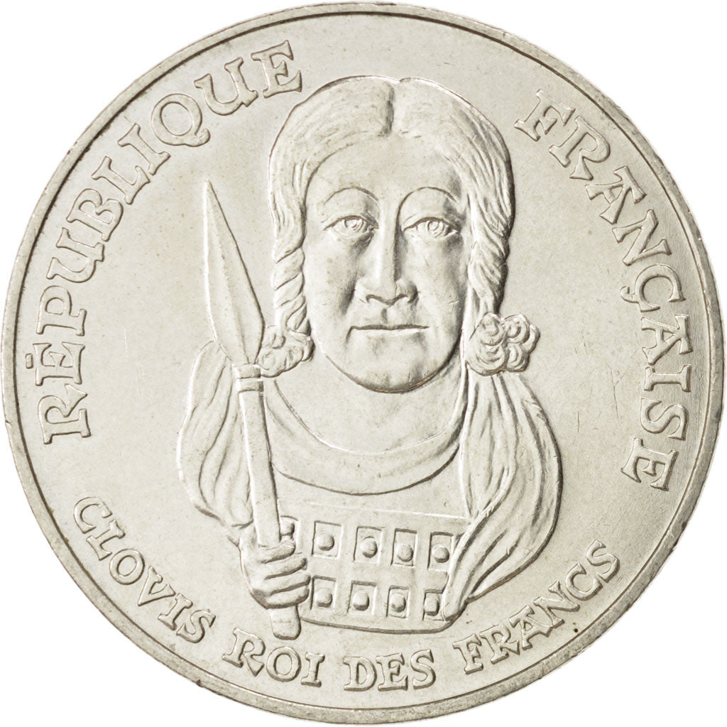 FRANCE, Clovis, 100 Francs, 1996, KM #1180, MS(60-62), Silver, Gadoury #953,...
