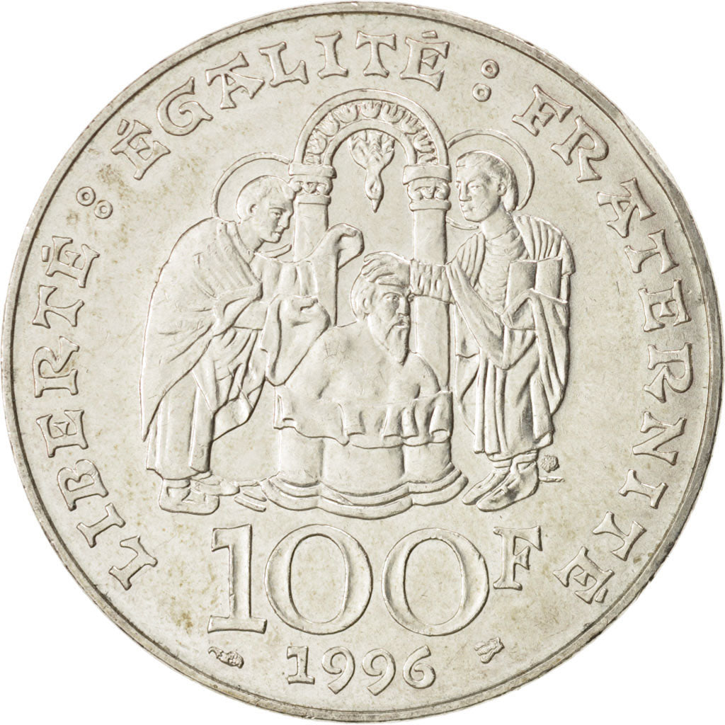 FRANCE, Clovis, 100 Francs, 1996, KM #1180, MS(60-62), Silver, Gadoury #953,...