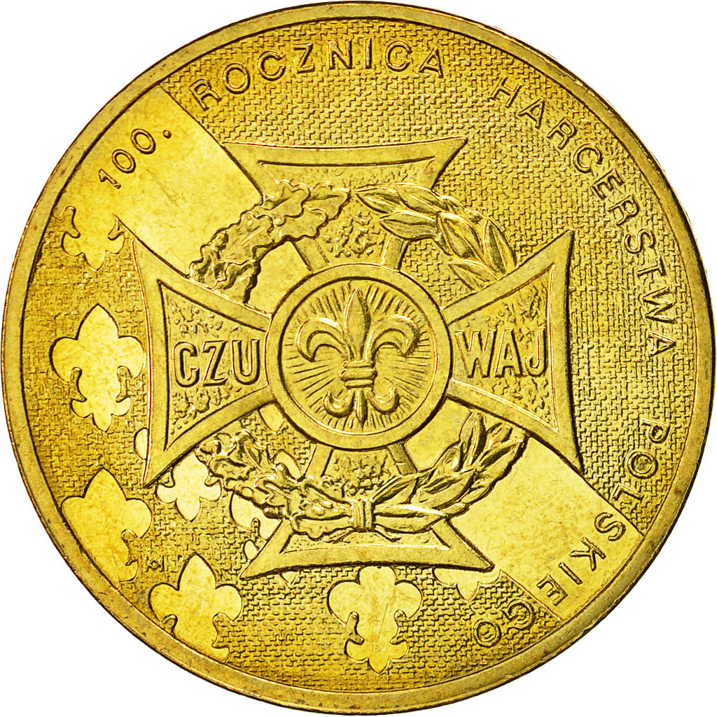 Coin, Poland, 2 Zlote, 2010, Warsaw, MS(60-62), Brass, KM:725