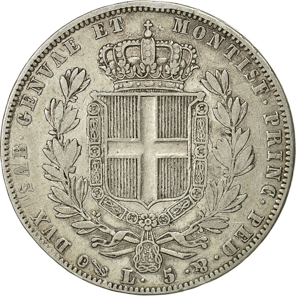 Coin,ITALIAN STATES,SARDINIA,Carlo Alberto,5 Lire,1841,Genoa,VF(30-35),KM130.2