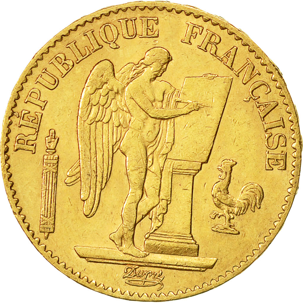 Moneta, Francia, Génie, 20 Francs, 1874, Paris, BB, Oro, KM:825, Gadoury:1063