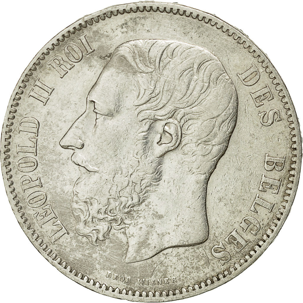 Coin, Belgium, Leopold II, 5 Francs, 5 Frank, 1868, EF(40-45), Silver, KM:24