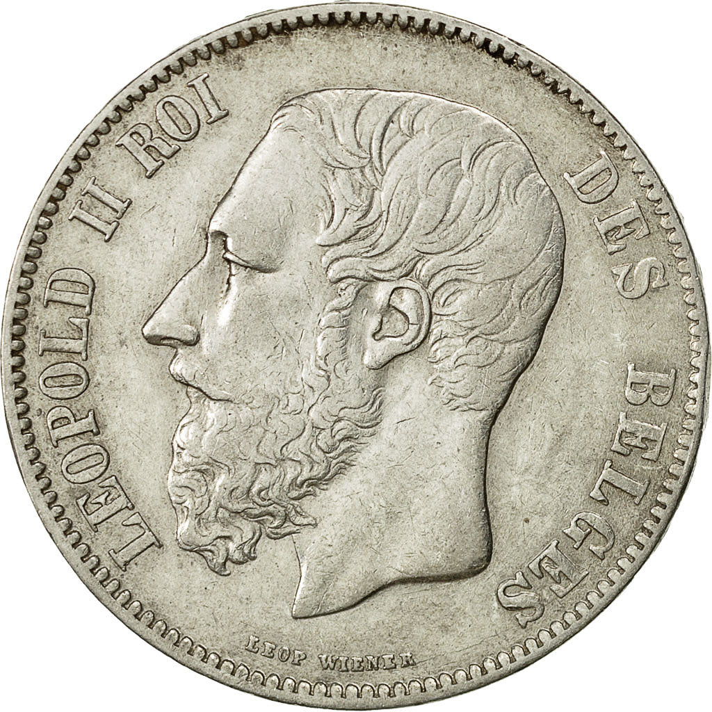 Coin, Belgium, Leopold II, 5 Francs, 5 Frank, 1869, EF(40-45), Silver, KM:24