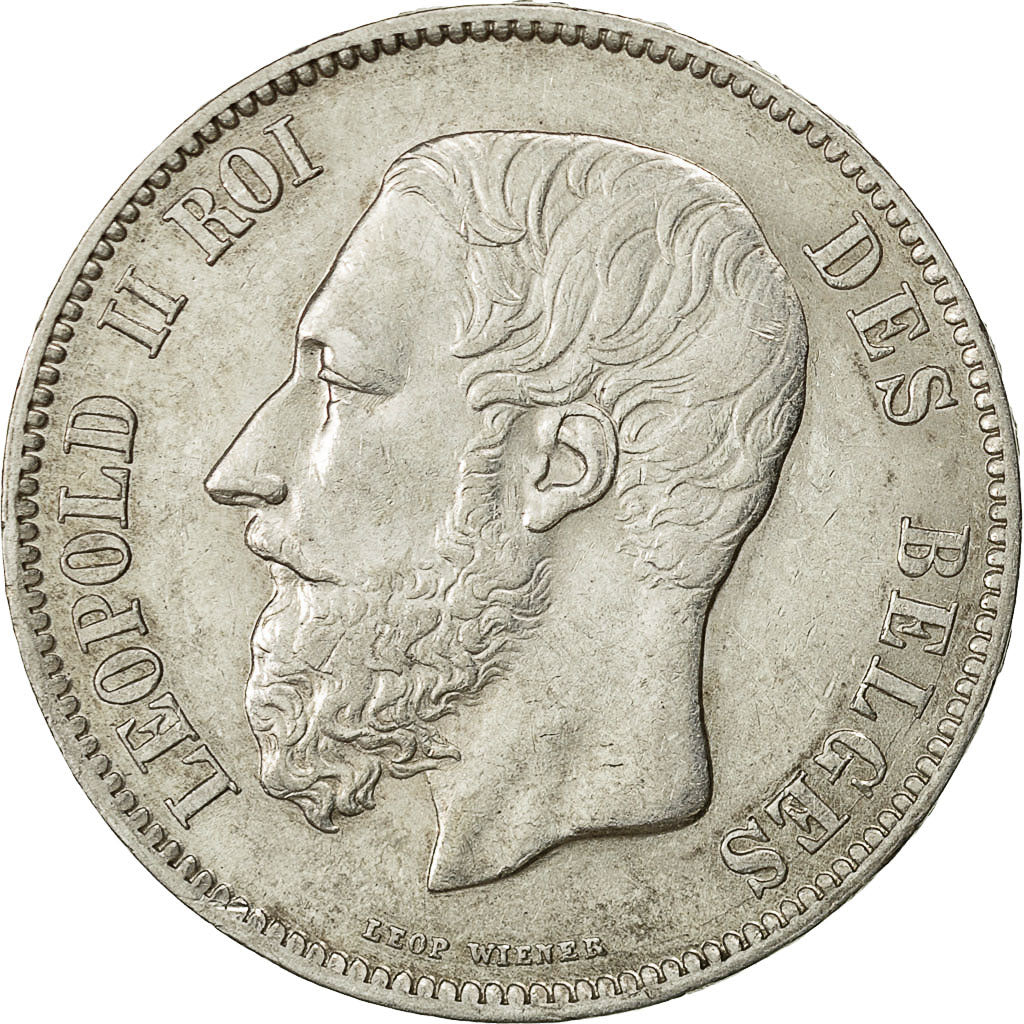 Coin, Belgium, Leopold II, 5 Francs, 5 Frank, 1870, AU(50-53), Silver, KM:24