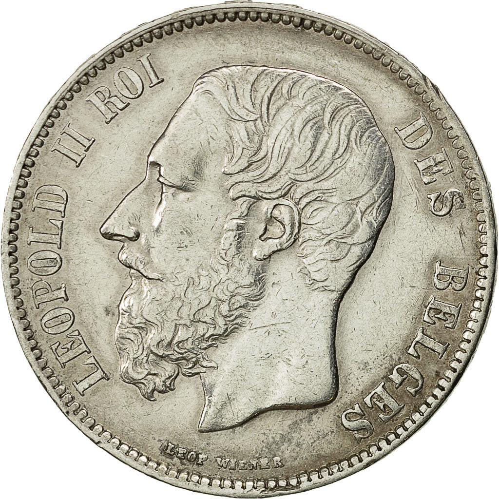 Coin, Belgium, Leopold II, 5 Francs, 5 Frank, 1871, EF(40-45), Silver, KM:24