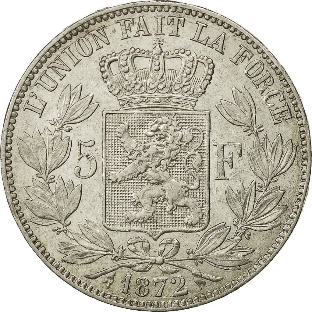 Coin, Belgium, Leopold II, 5 Francs, 5 Frank, 1872, EF(40-45), Silver, KM:24
